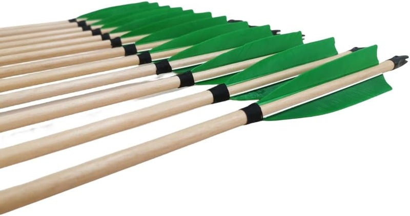 PG1ARCHERY 32INCH Archery Wooden Arrows Practice Target Arrows for Longbow Recurve Bow (Pack of 12) - Image 2